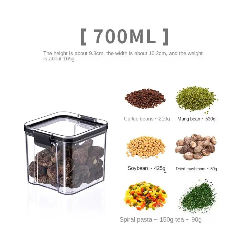 Transparent Food Storage Containers Kitchen Storage Airtight Cans Plastic Storage Boxes Stackable Food Storage Boxes