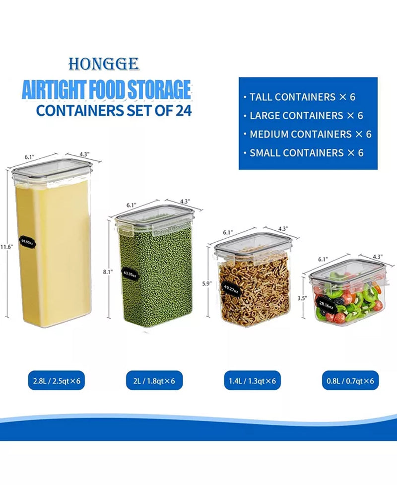 Airtight Food Storage Containers with Lids 24Pcs Dry Food Storage Containers