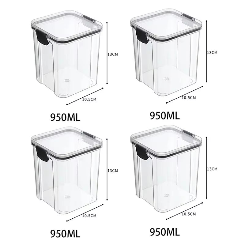 Transparent Food Storage Containers Kitchen Storage Airtight Cans Plastic Storage Boxes Stackable Food Storage Boxes