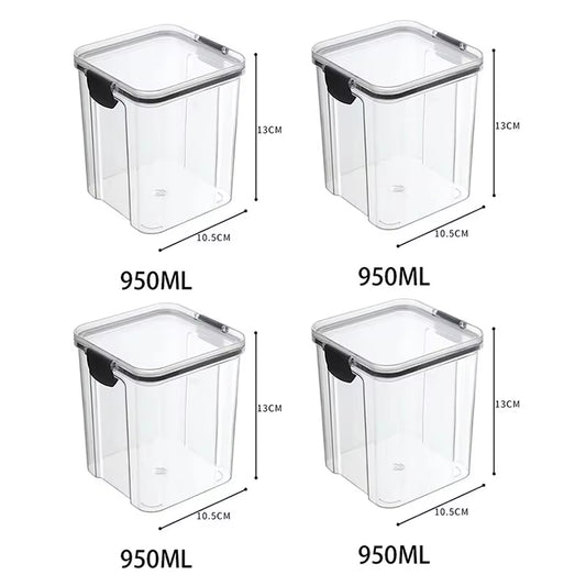 Transparent Food Storage Containers Kitchen Storage Airtight Cans Plastic Storage Boxes Stackable Food Storage Boxes