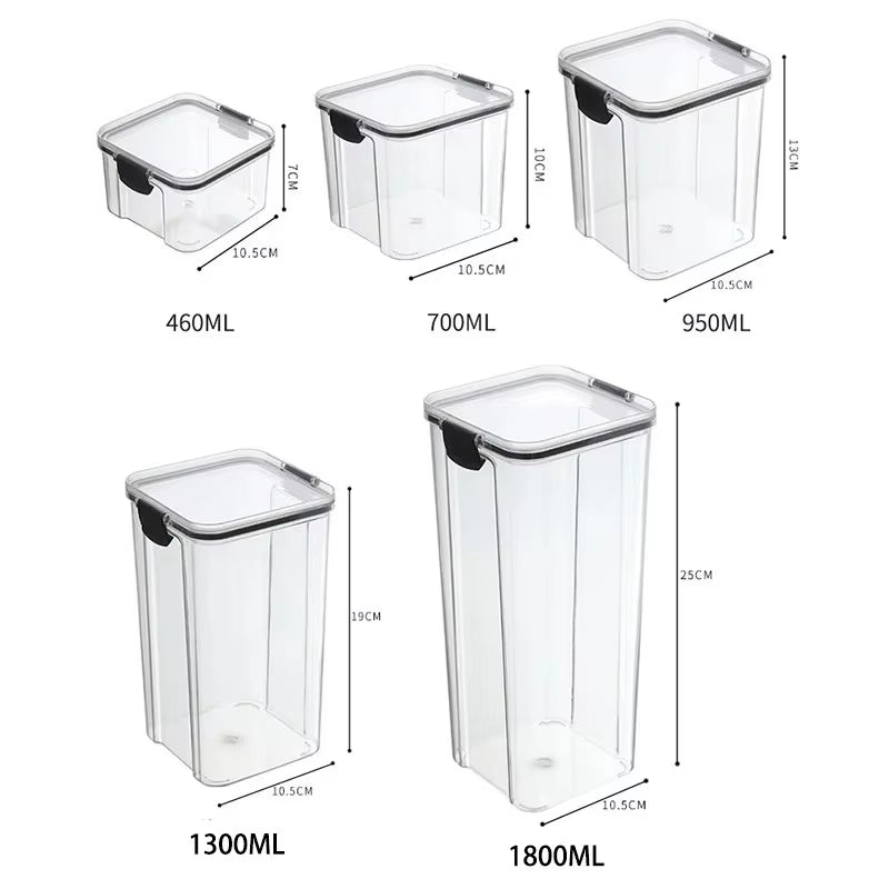 Transparent Food Storage Containers Kitchen Storage Airtight Cans Plastic Storage Boxes Stackable Food Storage Boxes
