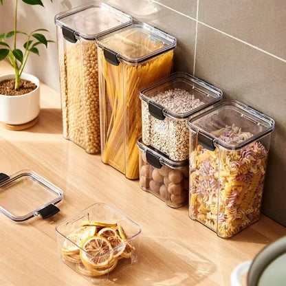 Transparent Food Storage Containers Kitchen Storage Airtight Cans Plastic Storage Boxes Stackable Food Storage Boxes