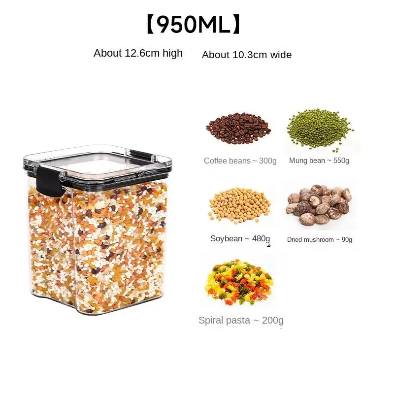 Transparent Food Storage Containers Kitchen Storage Airtight Cans Plastic Storage Boxes Stackable Food Storage Boxes