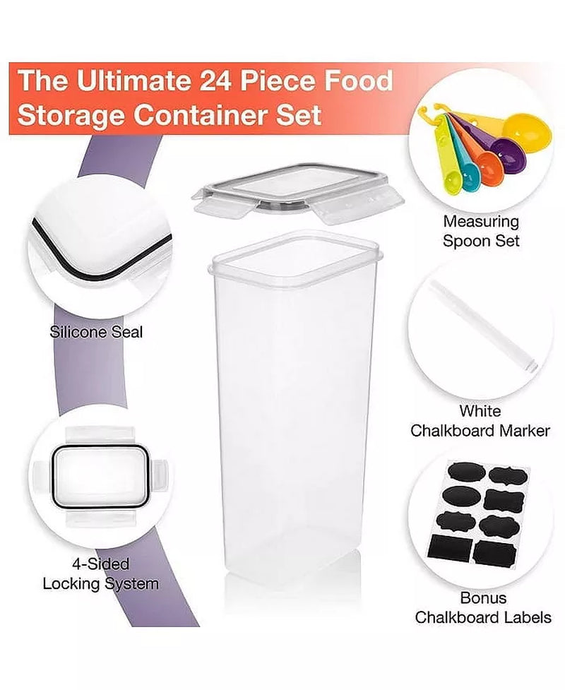Airtight Food Storage Containers with Lids 24Pcs Dry Food Storage Containers