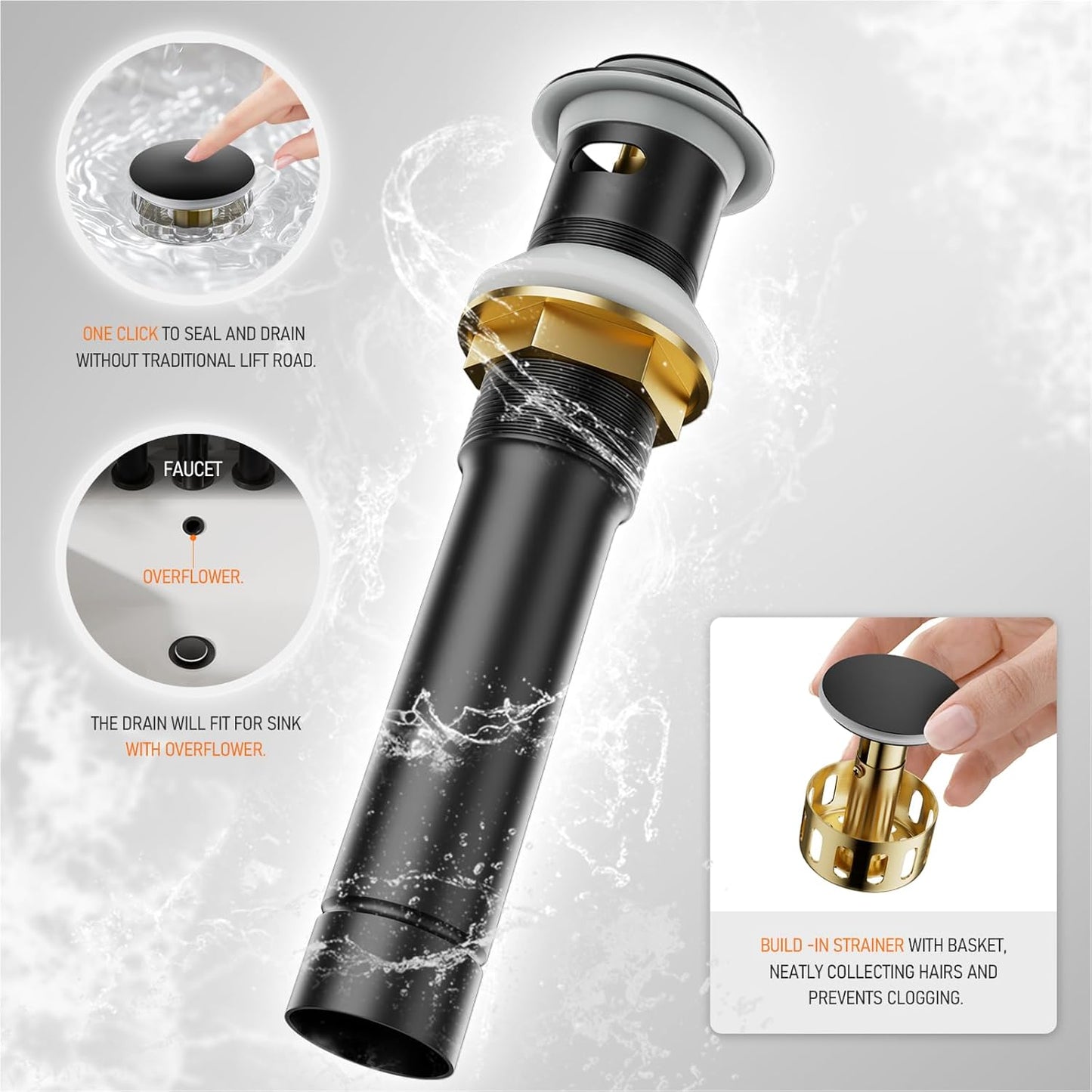 4 Inch 2 Handle Centerset Matte Black Lead-Free Modern Bathroom Faucet, 360 Swivel Spout 2-3 Hole RV Bathroom Vanity Sink Faucet with Pop up Drain and Water Supply Lines,Bf015-1-Mb