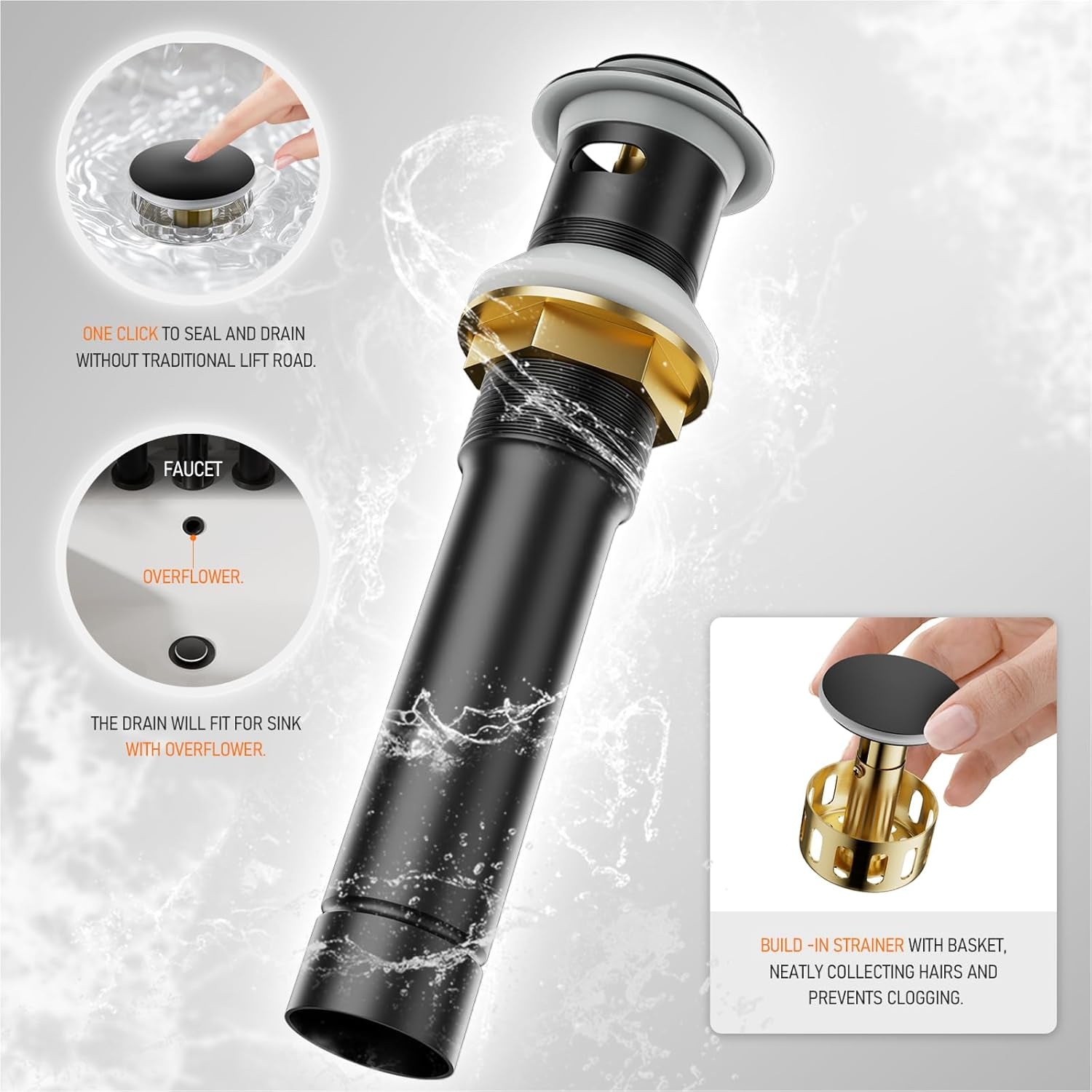 4 Inch 2 Handle Centerset Matte Black Lead-Free Modern Bathroom Faucet, 360 Swivel Spout 2-3 Hole RV Bathroom Vanity Sink Faucet with Pop up Drain and Water Supply Lines,Bf015-1-Mb