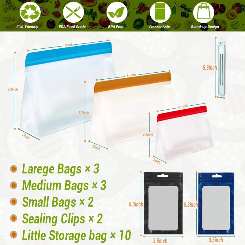 Multi-Color Food Storage Bags